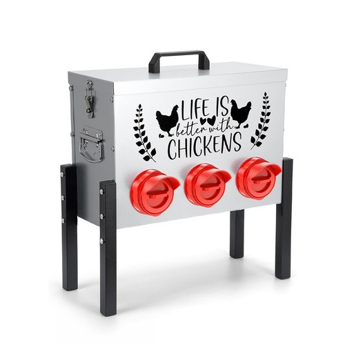 Metal chicken port feeder - metal, 6-port
