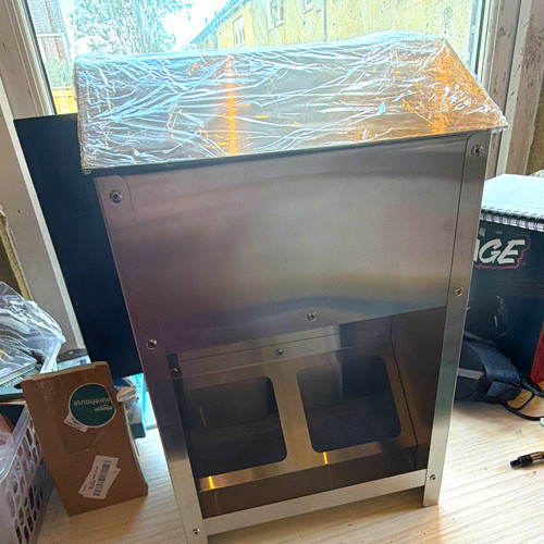 Stainless steel chicken feeder - steel,