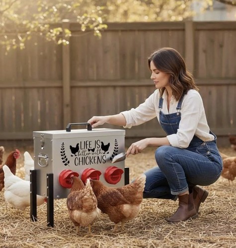 Metal chicken feeder stylish - metal,
